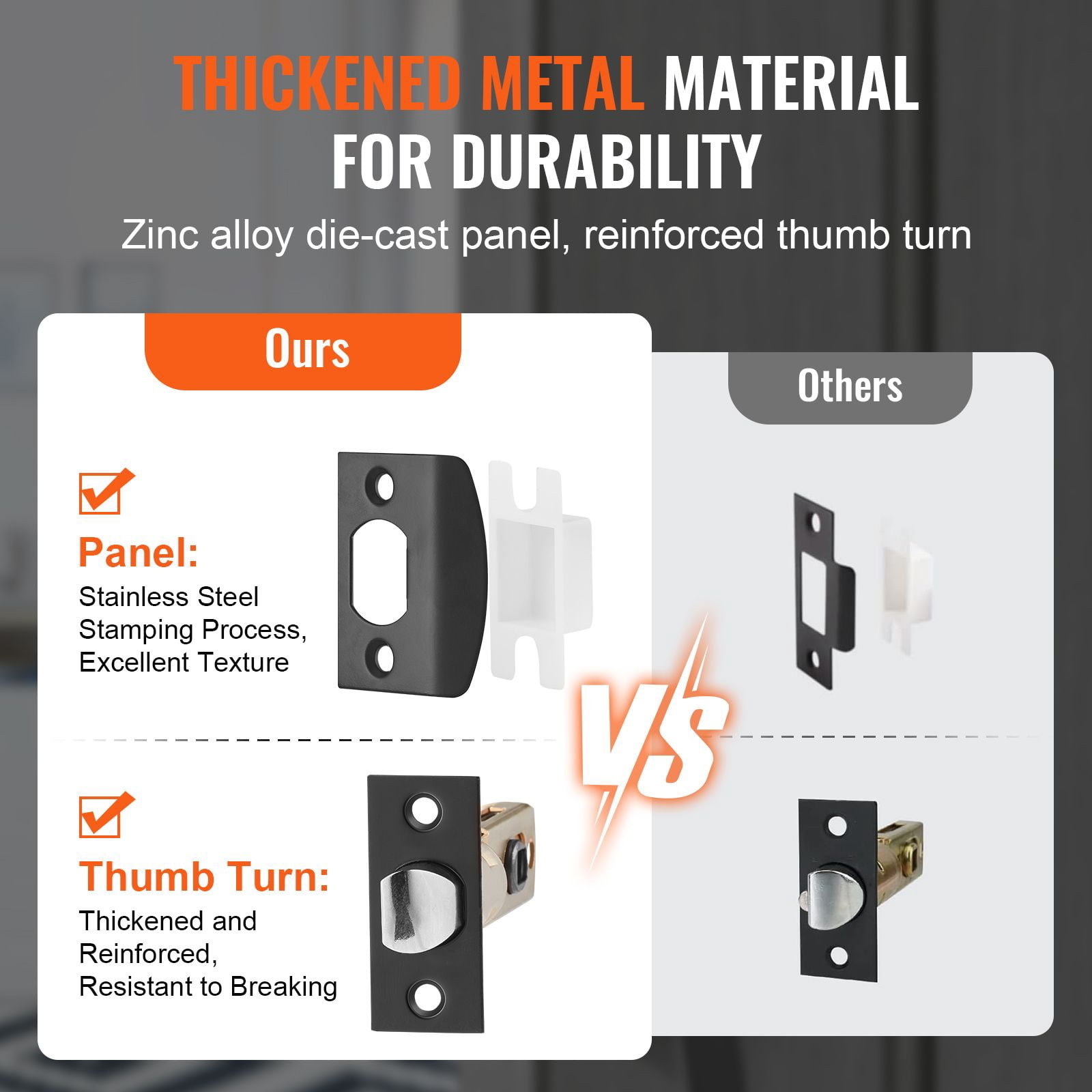 Adjustable Double Door Handle Set with Arched Design, Zinc Alloy Die-Cast, Reversible, 1-3/8 to 1-3/4" Door Thickness
