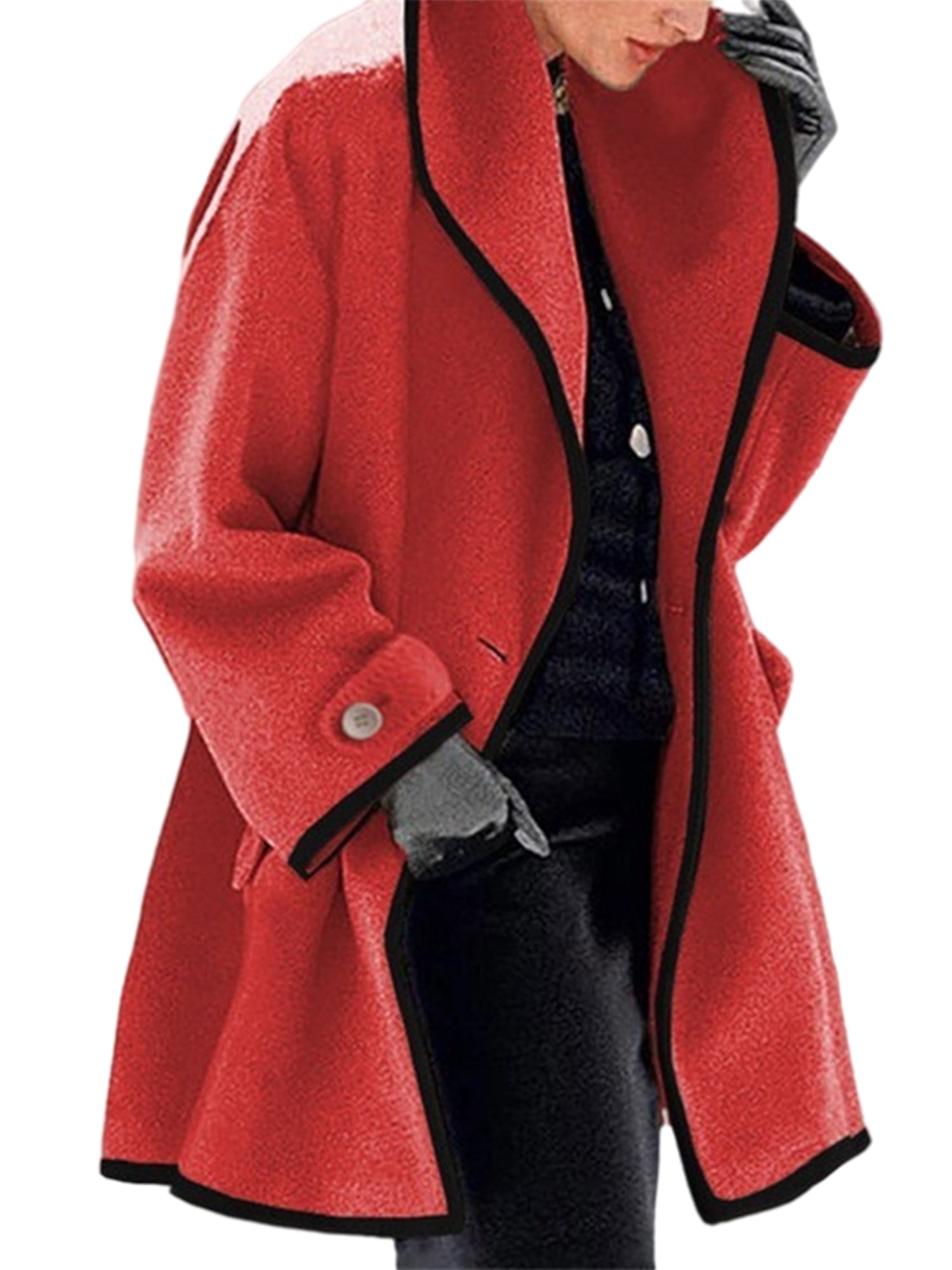 Manteau D’hiver Femme Long En Laine Avec Capuche – Style Trench/caban – Boutonnage Simple