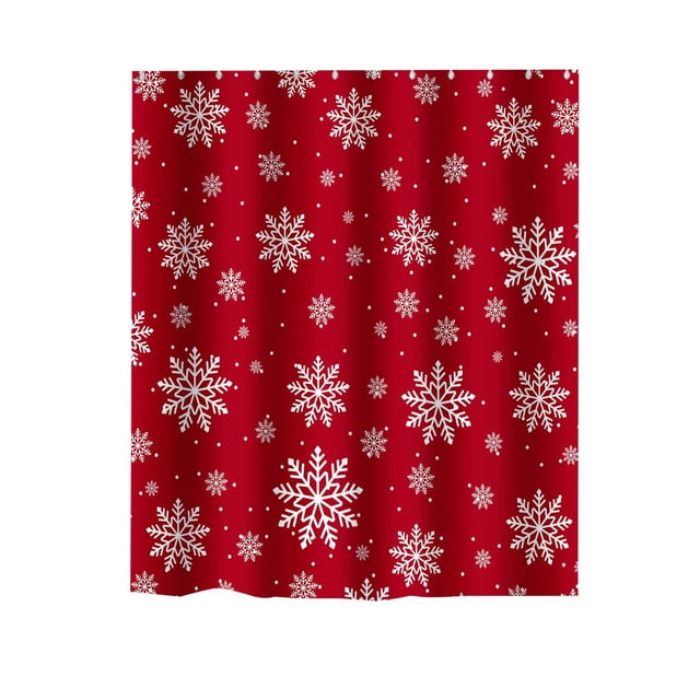 Wzzjkit Rideau de Douche en Polyester Imprimé Flocon de Neige Hiver Noël Salle de Bain