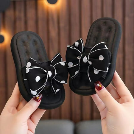 

Amuver Kids Baby Girls Slippers Soft Sole Comfortable Non-slip Toddler Princess Slide Sandals with Bow Summer Beach Shoes