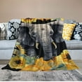 thumbnail image 2 of ARISTURING Elephant Sherpa Blanket, Yellow Sunflower Throw Blanket Queen Size For Kids Girls Teens Adult, African Safari Animal Plush Bed Blanket Floral Petal Country Blanket Decorative Sofa Couch, 2 of 6