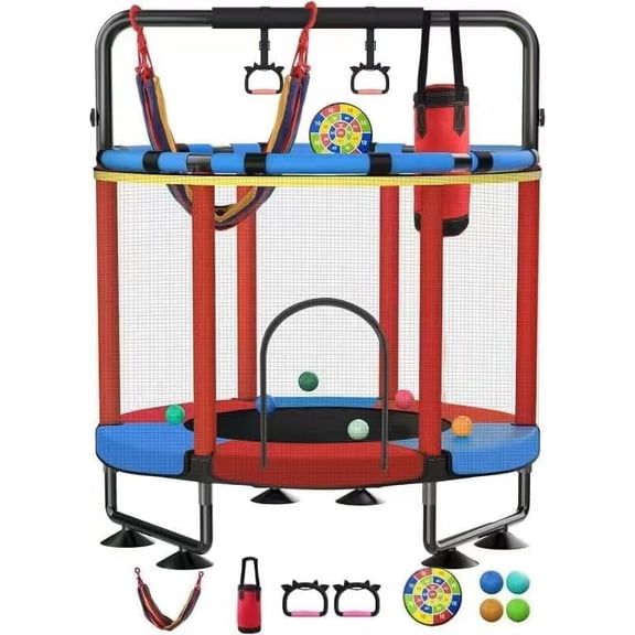 Trampoline for ,  Full Anti-Rust 440lbs Indoor Outdoor  Trampoline with Net, 55" Adjustable   Trampolines Accessories  Board