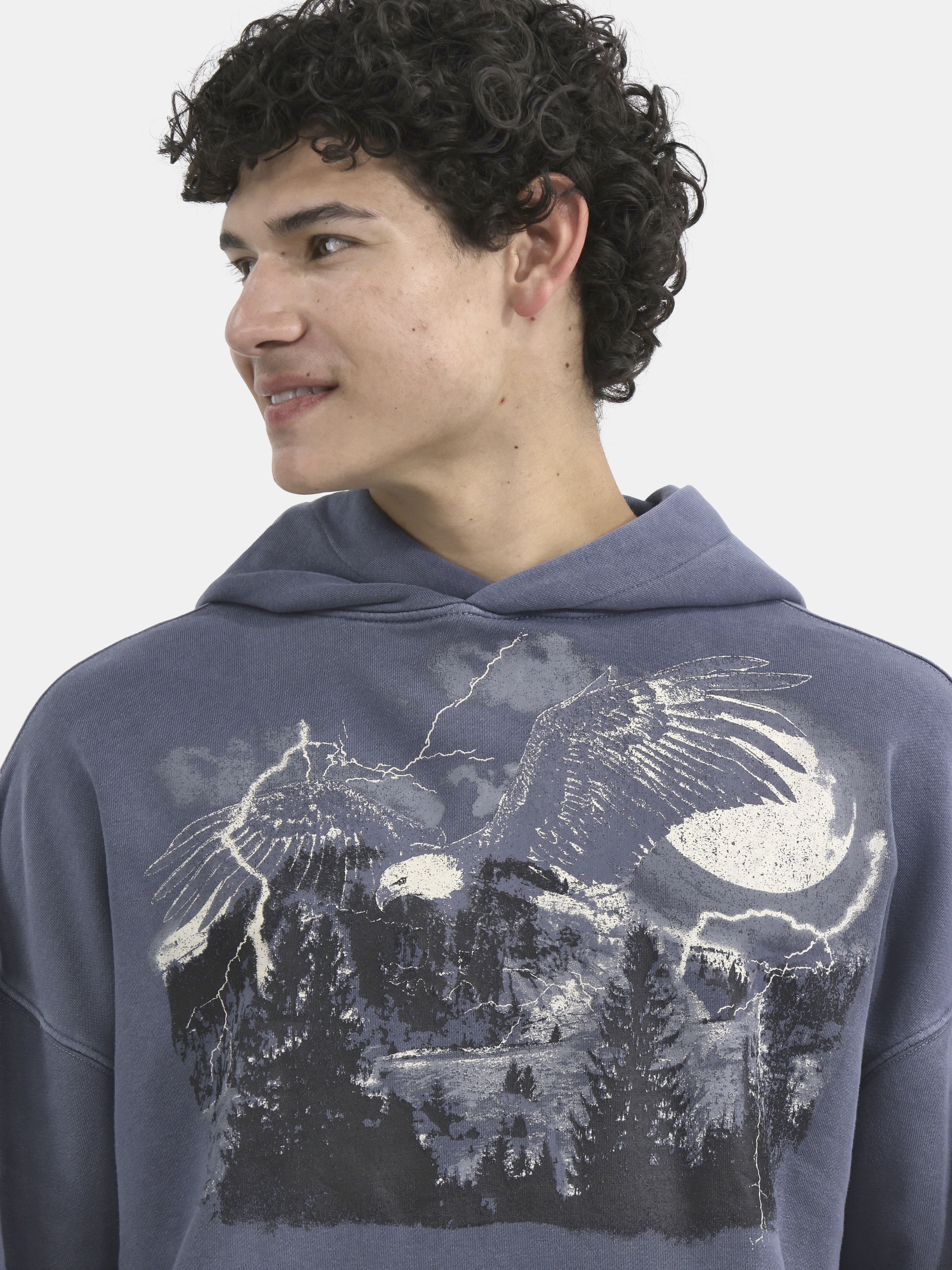 No Boundaries All Gender Oversized Graphic Hoodie with Long Sleeves, Men's and Big Men’s