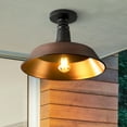 thumbnail image 2 of JONATHAN Y Camila 14" 1-Light Classic Industrial Indoor/Outdoor Iron LED Semi Flush Mount, Wood Finish/Copper, JYL7617G, 2 of 9