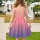 thumbnail image 4 of Girls 2025 Summer Dresses Short Sleeve Gradient Dress Soft and Comfortable Casual Summer Wear for Parties and Daily Dresses ,Sie:110, 4 of 5