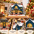 thumbnail image 5 of Christmas Village Decor, Wooden Woodland Cottage Tabletop House with Soft Light for Mantel Shelf Desk and Dining Table, 4.72 x 4.33 x 0.79 in, 5 of 6
