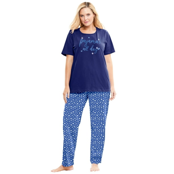 Dreams & Co. Dreams & Co. Women's Plus Size Graphic Tee Pj Set