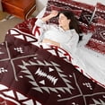 thumbnail image 4 of Manfei Tribal Aztec Adult Bedding Comforter Set 7pcs, Red Maroon Triangle Queen Bedding Sets, Vintage Western Bohemian Reversible Queen Sheet Sets, Lightweight Room Decor, 4 of 7