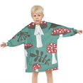 thumbnail image 3 of Red Mushroom Leaf Green Pattern Blanket Hoodies for Kids 6-13YR Oversize Wearable Blanket Hoodies for Boys Girls Teens, 3 of 7
