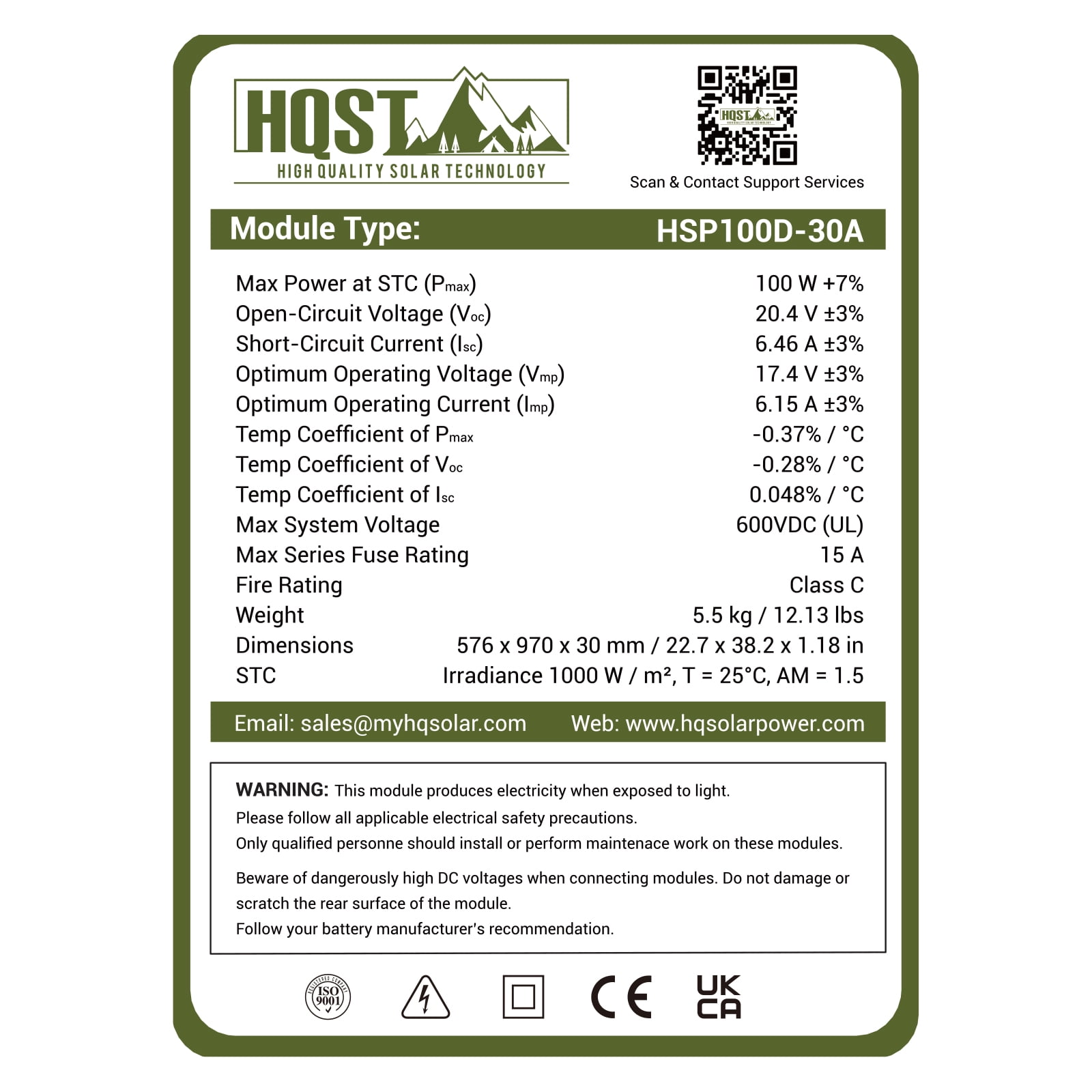 HQST 100 Watt 12 Volt Solar Panel 2pcs, 9BB Monocrystalline Solar Panels with 25% Efficiency, IP65 Rating for RV, Camper Van, Trailer, Marine, Cabin, Home Rooftop, Solar Farm