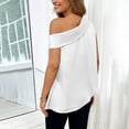 thumbnail image 4 of Ruimatai Women's Sleeveless Blouse Off-the-Shoulder Satin Top with Asymmetrical Hem and Foldover Collar, 4 of 9