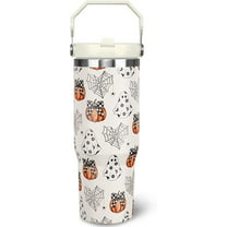 30 oz Halloween Tumbler with Lid and Straw, Ghost Pumpkin Bow Tumbler Insulated Coffee Travel Mugs Cup Water Bottle Cute Halloween Gifts for Women Girls