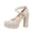 White, variant on Women's Faux Suede Platform Pumps, Cross Strap Chunky High Heels with Buckle, Elegant Round Toe Dress Footwear