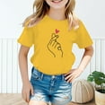 thumbnail image 2 of Girls Shirts Kid Leisure Graphic Fashion Round Neck Short Sleeve Tee Summer Wear Girls Tops Yellow 11 Years-12 Years, 2 of 5