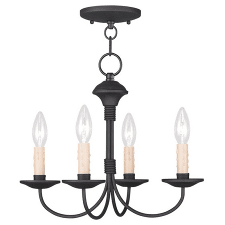 

Black Tone Finish Mini Chandeliers Candelabra Base Type 12 Long 4 Light Fixture