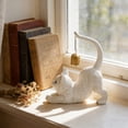 thumbnail image 4 of Lifelike Cat Sculpture Garden Statue – Premium Resin Home Decor Ornament – Feline Figurine for Indoor Shelf & Outdoor Patio,White, 4 of 6