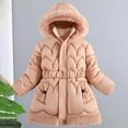 thumbnail image 4 of WhouRiu Big Girls' Winter Coat Warm Thickened Trim Hooded Long Coat Kids Thermal Windproof Puffer Coats Pink,Sized 9-10, 4 of 7