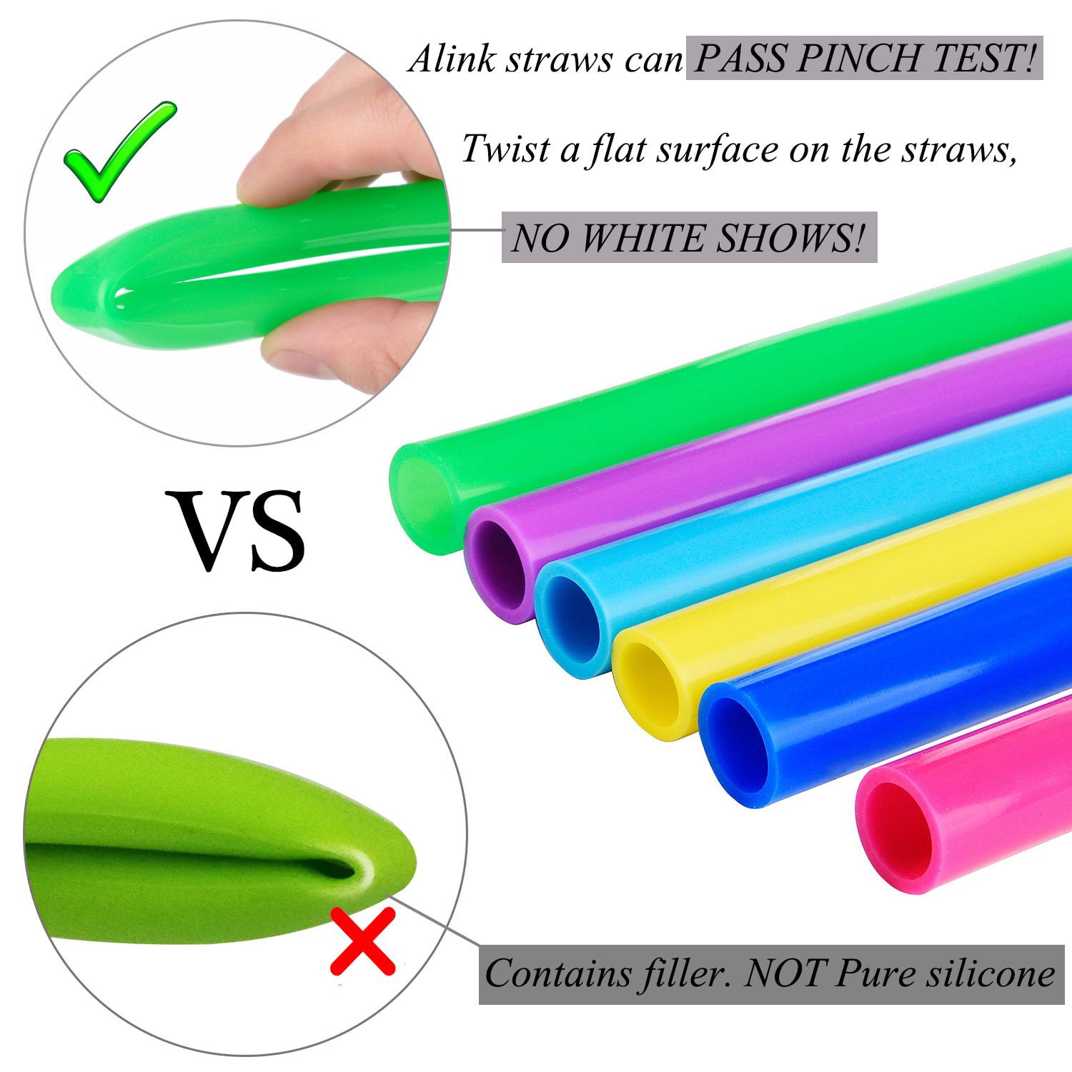Seeking Health Set of 4 Reusable Pure Bubble Silicone Straws with Straw Cleaner 