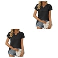 thumbnail image 1 of Jumpingount Camiseta plisada de manga corta con cuello de para mujer, camisetas básicas informales para ir al trabajo, camisas fluidas Type9 NO9, 1 of 6