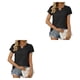 thumbnail image 2 of Qarigey Camiseta plisada de manga corta de verano con cuello en V de Color sólido, camisetas básicas, camisetas sueltas elásticas y fluidas, Type8 NO8, 2 of 6