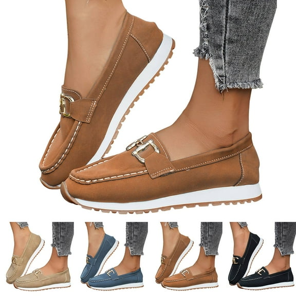 Dakaela Loafers for Women Comfortable Business Work Flats Shoes Slip on Casual Moccasins Ladies Boat Driving Walking Shoes Black 6.5