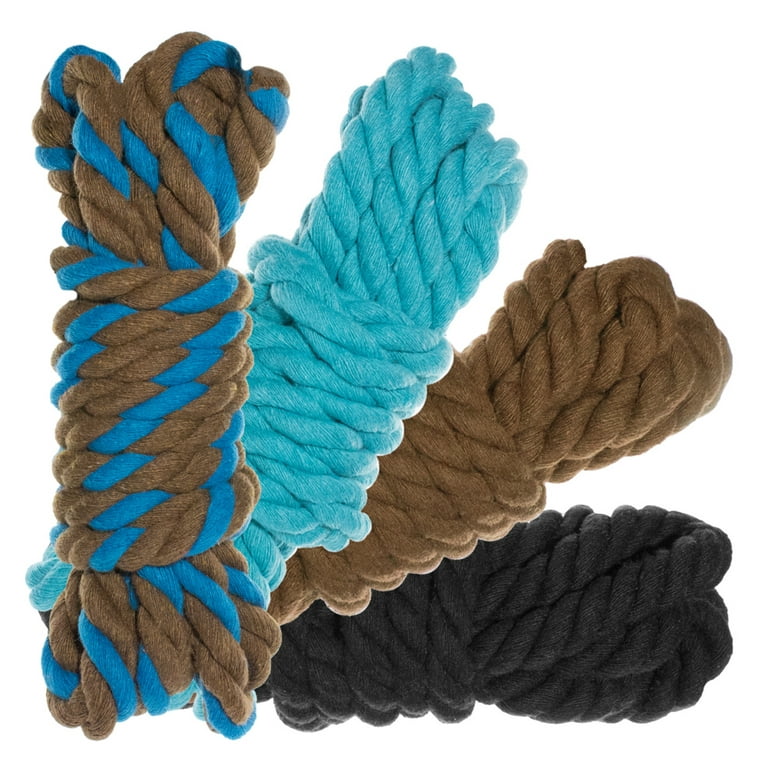 Twisted Natural Cotton Rope 40 and 100 Foot Combo Kits - Super Soft 3  Strand Artisan Crafting Cord - Variety of Colors - 1/4 and 1/2 inch  Diameters 