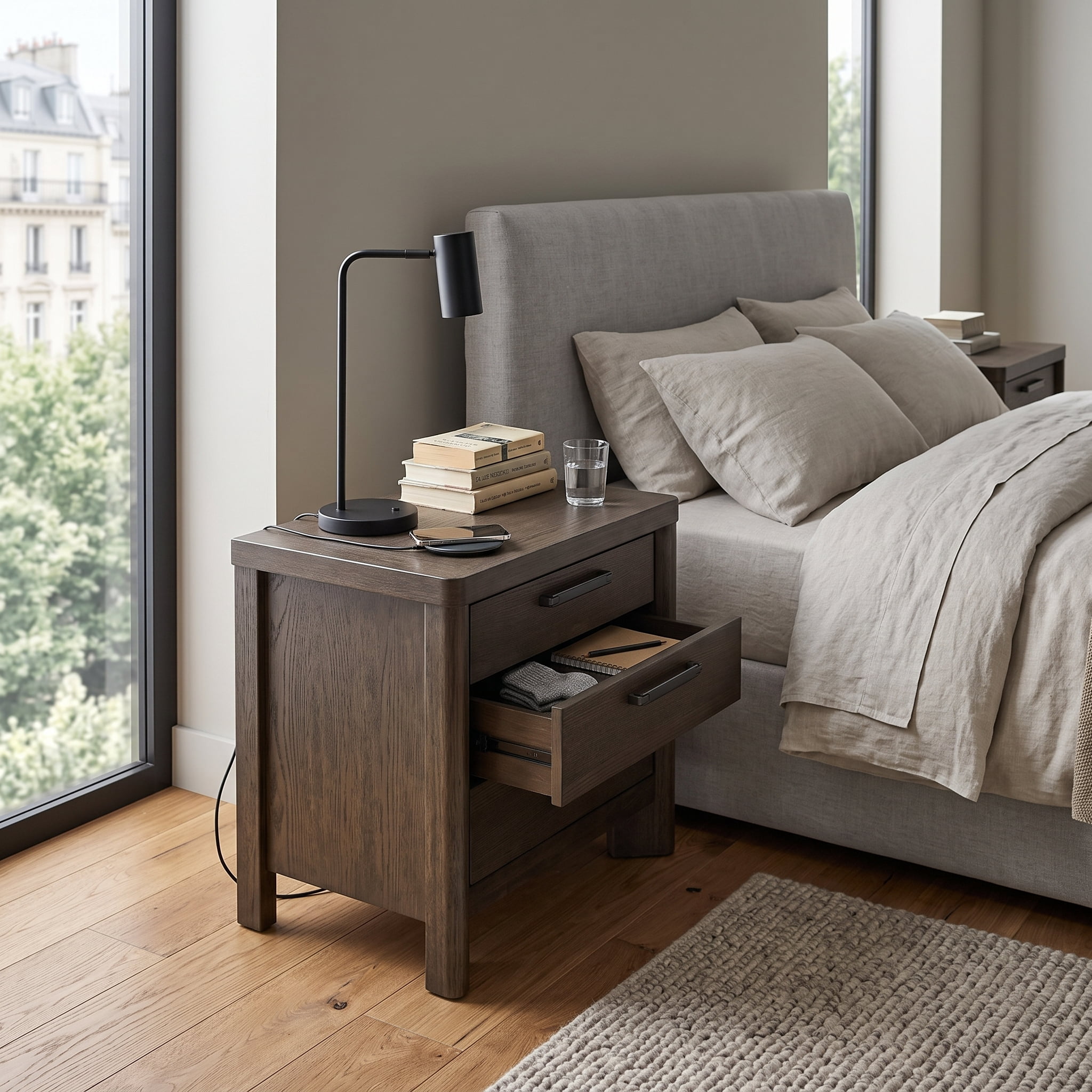 3-Drawer Nightstand with USB