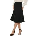 thumbnail image 4 of Falda elegante midi de cintura alta con cremallera lateral A-Line para mujeres Inspire Chic, 4 of 5