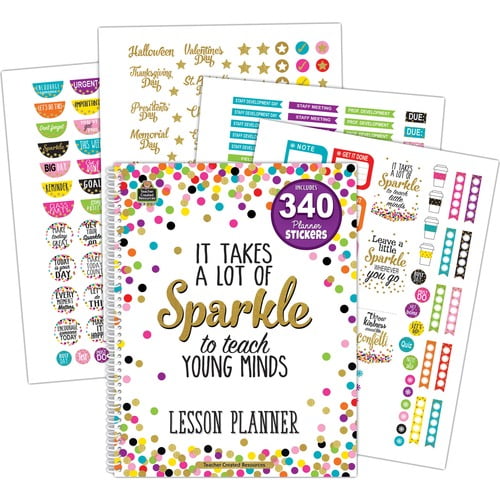 Teacher Created Resources Confetti Lesson Planner - Academic - 40 Week - Wire Bound - Multi - 11" Height x 8.5" Width - Appointment Schedule, Event Planning Sheet, Reminder Secti | Bundle of 5 Each