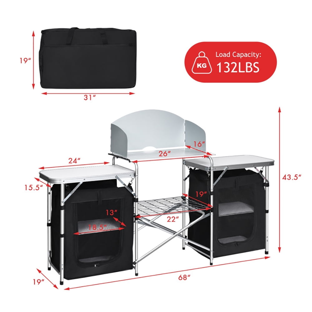 Aimee Lii Folding Camping Table with Storage Organizer, Portable Tables Folding for Outdoor