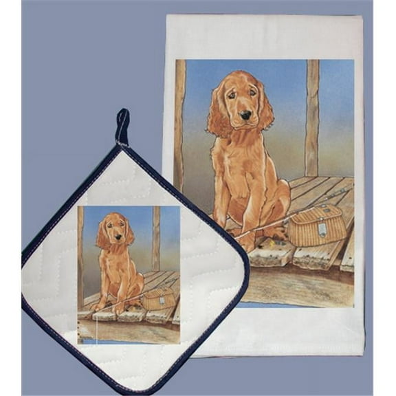 Pipsqueak Productions DP890 Dish Towel and Pot Holder Set - Irish Setter
