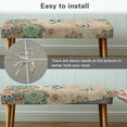 thumbnail image 5 of Psesaysky Bench Covers Slipcover Stretch Dining Bench Cover with Elastic Band Washable Rectangle Kitchen Chair Covers for Garden, Bedroom, Living Room (Boho Mandala Butterfly), 5 of 7