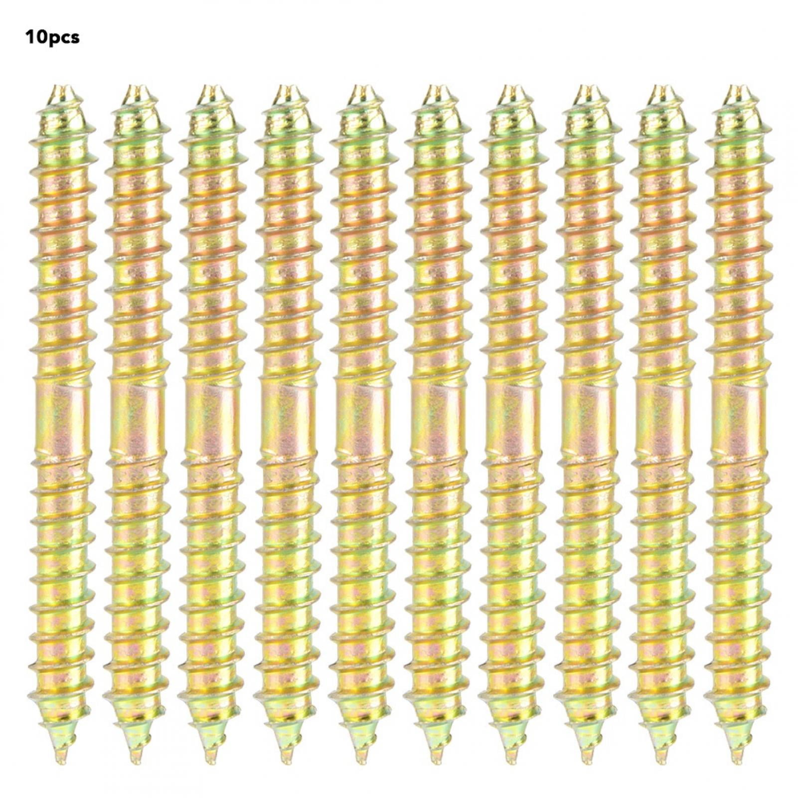 YLSHRF 10pcs 6*60mm Dowel Screw Woodworking Furniture Connector Double