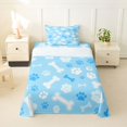 thumbnail image 2 of Manfei Kawaii Kitten Paw Twin Sheets, Dog Bone Bedding, Light Blue White, 3-Piece, 1 Flat Sheet, 1 Fitted Sheet and 1 Pillowcase, 2 of 6