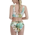 thumbnail image 3 of Picia Watercolor Palm Tree Women's High Waisted Bikini Scoop Neck Swimsuit Two Pieces Bathing Suit-, 3 of 8