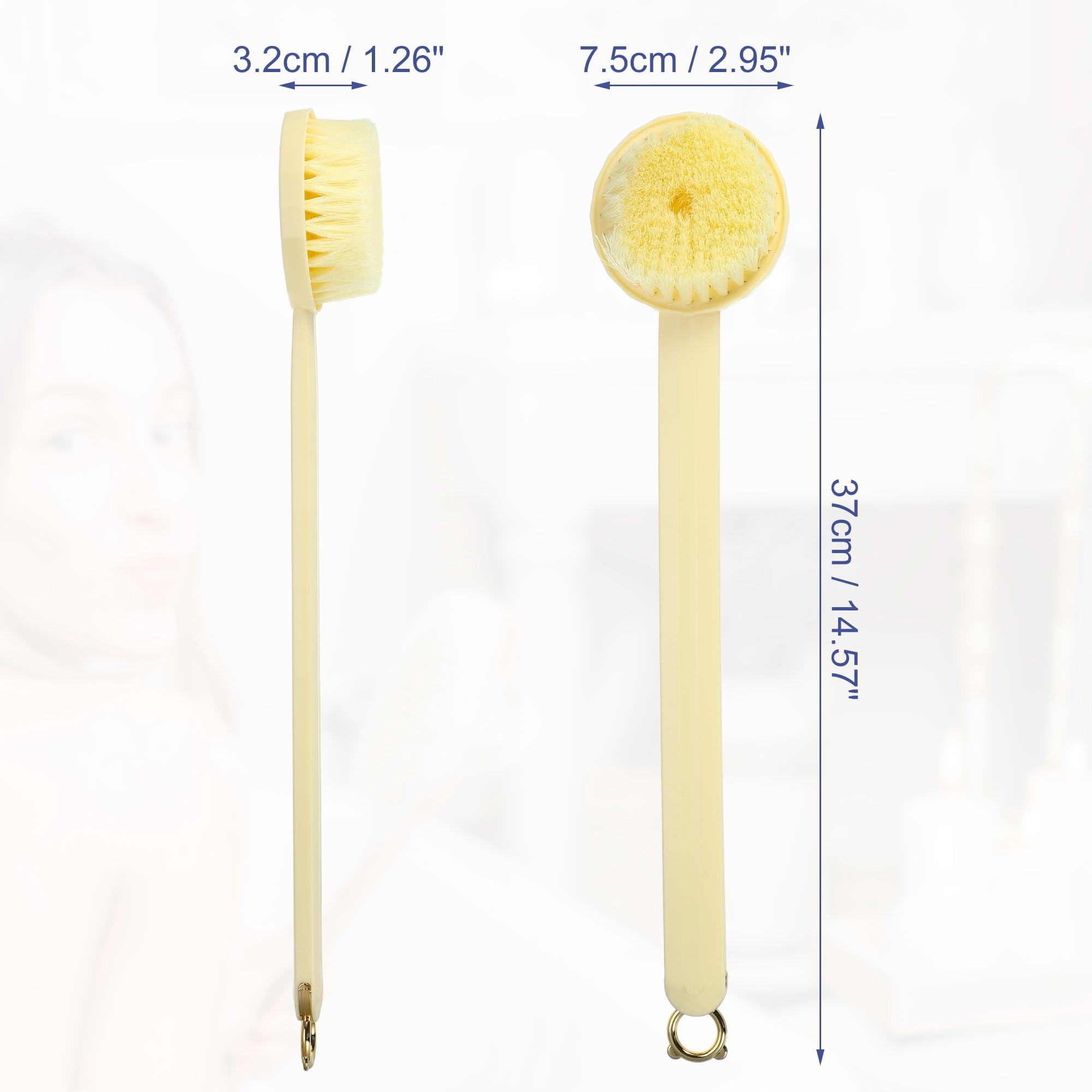 Unique Bargains Long Handle Bath Brush and Bathin Beige