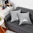 thumbnail image 3 of REGALWOVEN 16"x16" Sequin Throw Pillow Covers Glitter Decorative Cushion Cover Silver Tone 2, 3 of 7