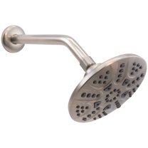 Westbrass CO572-07 6" Round Thin 5-Function Adjustable Spray Shower Head with 10" Wall Mount Arm, Satin Nickel