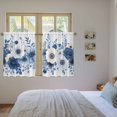thumbnail image 4 of White Blue Floral Kitchen Curtains, Elegant Leaves Spring Flowers Light Filtering Window Curtain Panels, 2Pcs Rod Pocket Window Treatments Set for RV Dining Room Study Room 42x54 Inches, 4 of 9