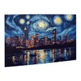 thumbnail image 2 of 500 PCS Starry Night In The City Jigsaw Puzzles 500 Pieces,Gift Suitable Family Friends,Oil Painting Style Scenery Wooden Puzzles,Family Leisure And Entertainment,Pieces Fit Together Perfectly, 2 of 6