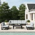 thumbnail image 3 of LayinSun Large Aluminum Patio Furniture Set, 7 Pieces Modern Outdoor Conversation Set Sectional Metal Sofa Set with Olefin Cushion, 3 of 10