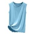 thumbnail image 5 of Women's Summer Sleeveless Tank Top Pullover Cami Casual Solid Color Round Neck Loose Fit Soft Loungewear Pajama Beach Vacation Outfit Fashion Essential for Women | CSEONE,Light Blue L, 5 of 9