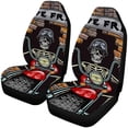 thumbnail image 1 of FMSHPON Set of 2 Car Seat Covers Skull Riding A Bike Universal Auto Front Seats Protector Fits for Car,SUV Sedan,Truck, 1 of 3