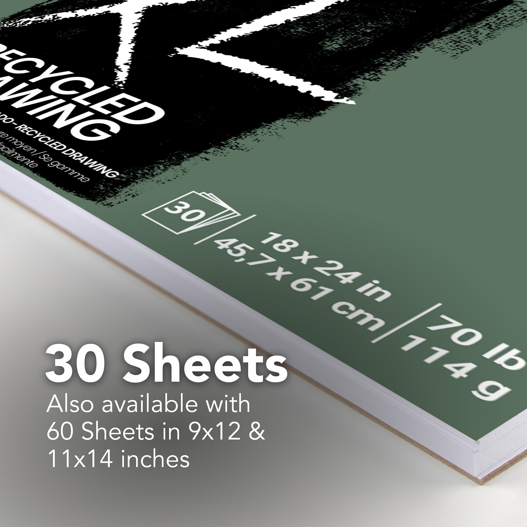 Canson XL Recycled Drawing Pad, 18 in x 24 in, 30 Sheets/Pad