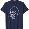 thumbnail image 1 of Thinking Bored Cute Ape Gorilla Head Face Figure Silhouette T-Shirt, 1 of 2