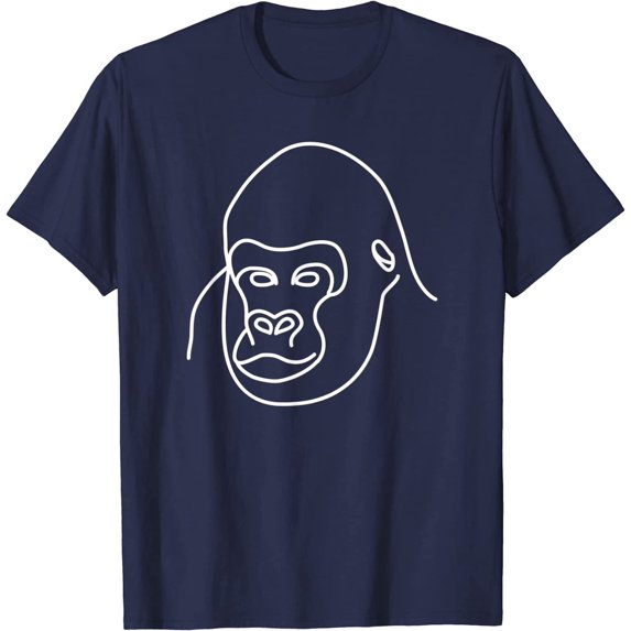 Thinking Bored Cute Ape Gorilla Head Face Figure Silhouette T-Shirt