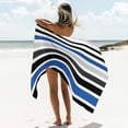 thumbnail image 3 of Abstract Striped Beach Towels Blanket Soft&Absorbent Quick Dry Microfiber Blue Black White Pool Towels for Swimming ,Yoga, Sports, Gym, Camping,Large 35X70in,, 3 of 3