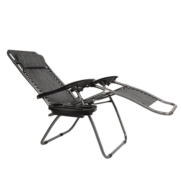Set of 2 Zero Cravity Lounge Chairs,Outdoor Patio Folding Recliners for Pool Beach with Pillow and Cup Holder
