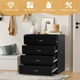 thumbnail image 6 of 4 Drawer Dresser, UHOMEPRO Modern Chest of Drawers for Bedroom, Night Stand Wood Storage Cabinet Dresser Organizer Unit with Handle for Living Room, Closet, Hallway, Small Space, Black, 6 of 9