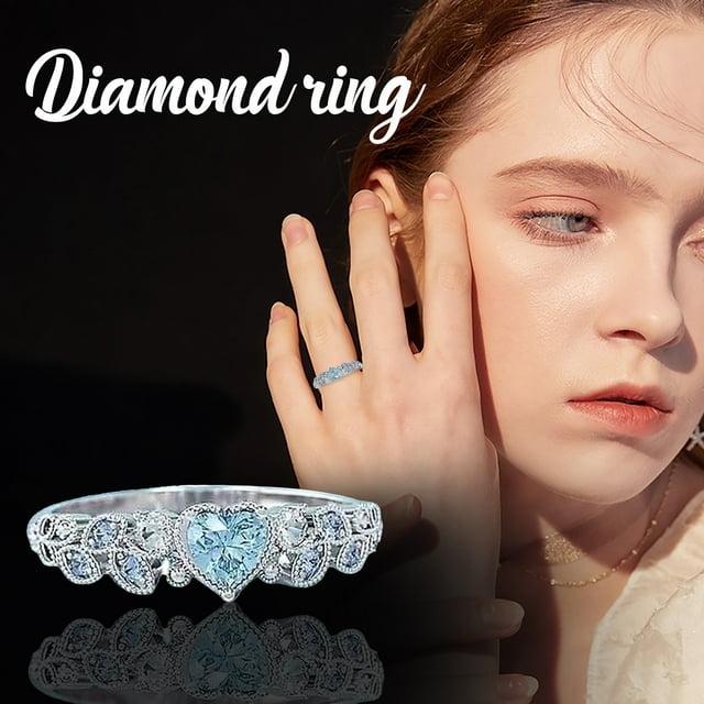 Fiudx Anillo de Moda, Elegante Diseño de Corazón con Diamantes, Elegante Joyería de Aleación, Opciones de Colores Vibrantes, Propuesta de Matrimonio, Perfecto para Damas, Viene En Empaque Opp.